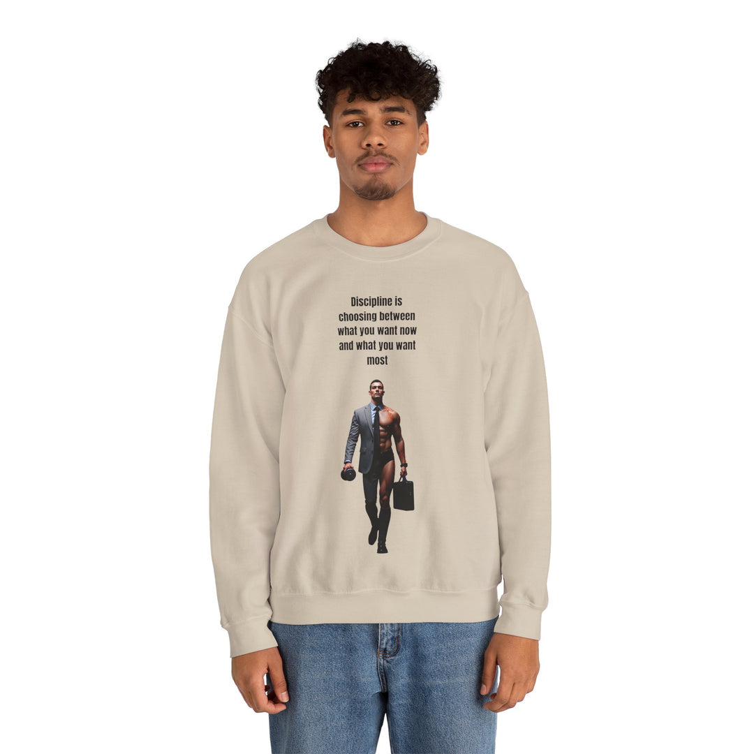 "Discipline is Choosing Between What You Want Now and What You Want Most" – Men's Sweatshirt