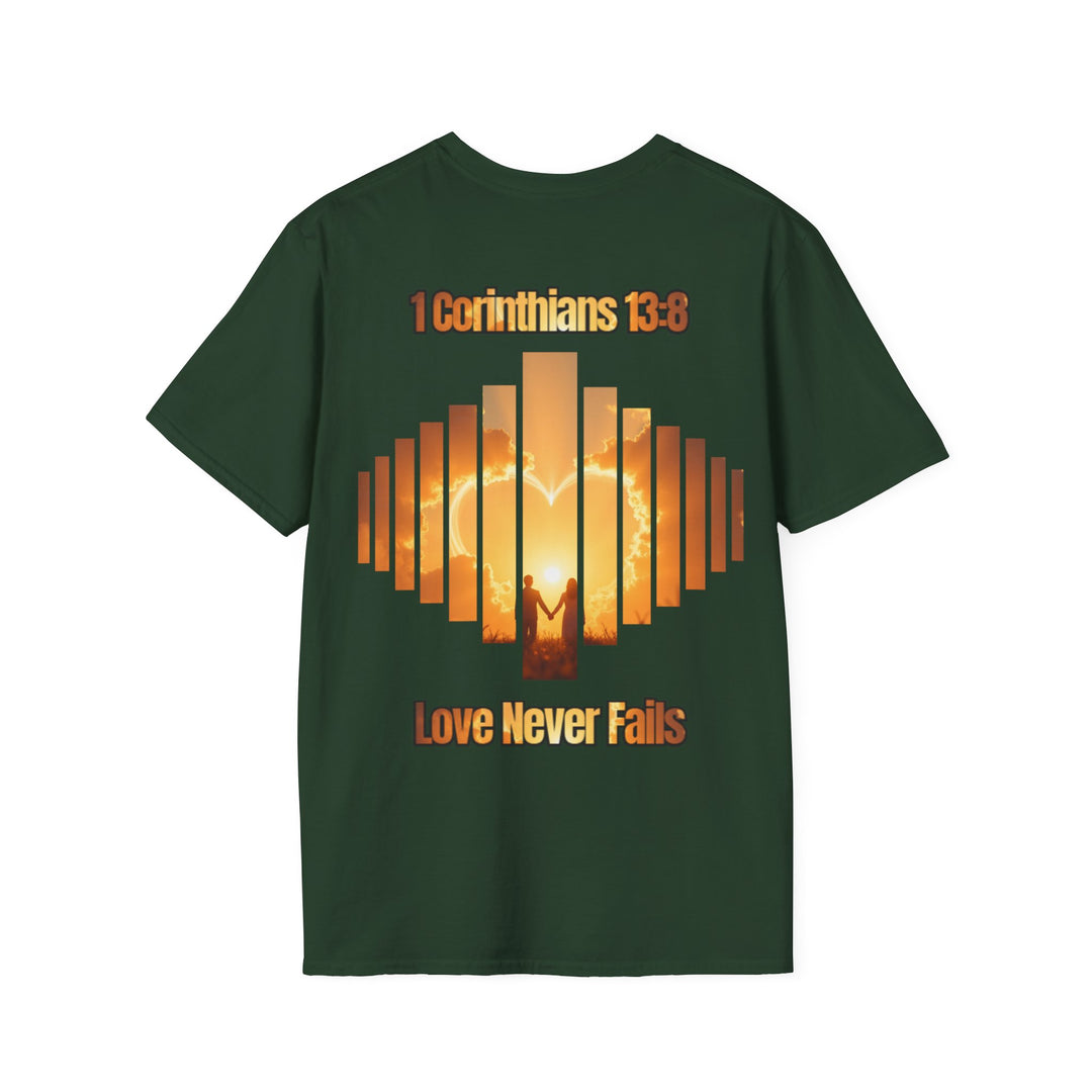 "Love Never Fails – 1 Corinthians 13:8" Unisex T-Shirt