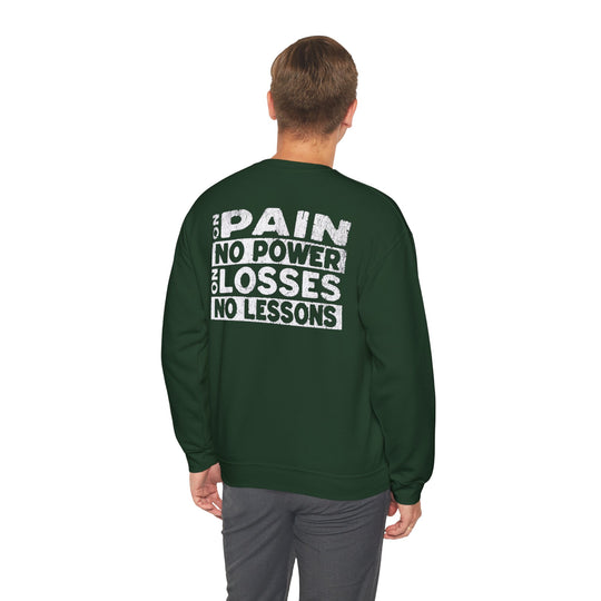 "No Pain, No Power – No Losses, No Lessons" Men's Sweatshirt