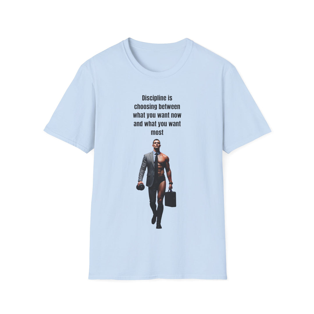 „Disziplin bedeutet, sich zwischen dem zu entscheiden, was man jetzt will und dem, was man am meisten will“ – Herren-T-Shirt