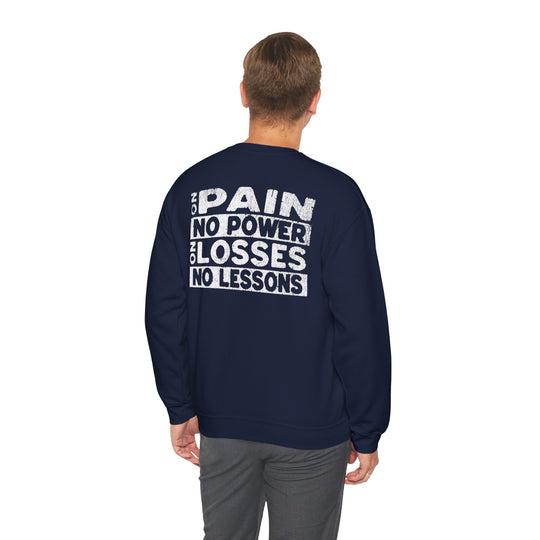 "No Pain, No Power – No Losses, No Lessons" Men's Sweatshirt