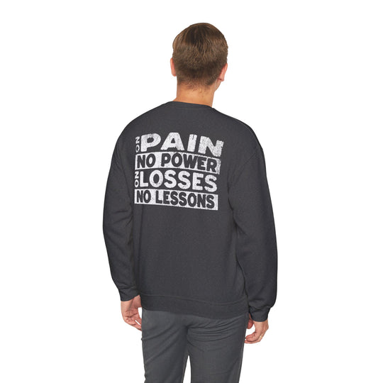 "No Pain, No Power – No Losses, No Lessons" Men's Sweatshirt