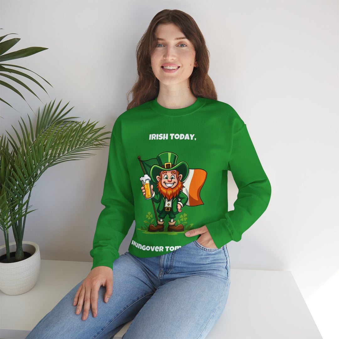 Irish Today, Hungover Tomorrow Sweatshirt – Omarm de St. Paddy's Spirit!