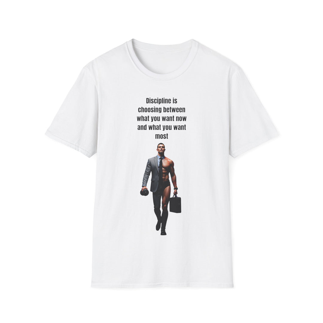 „Disziplin bedeutet, sich zwischen dem zu entscheiden, was man jetzt will und dem, was man am meisten will“ – Herren-T-Shirt