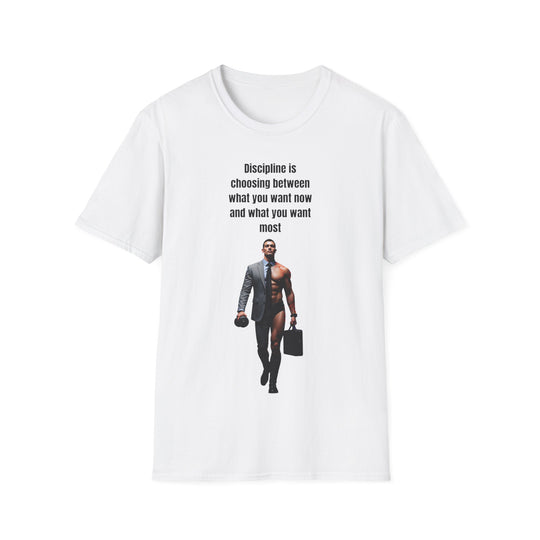 „Disziplin bedeutet, sich zwischen dem zu entscheiden, was man jetzt will und dem, was man am meisten will“ – Herren-T-Shirt