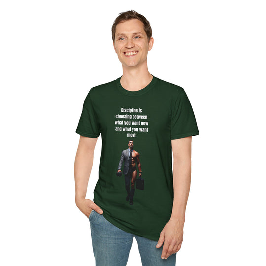 „Disziplin bedeutet, sich zwischen dem zu entscheiden, was man jetzt will und dem, was man am meisten will“ – Herren-T-Shirt