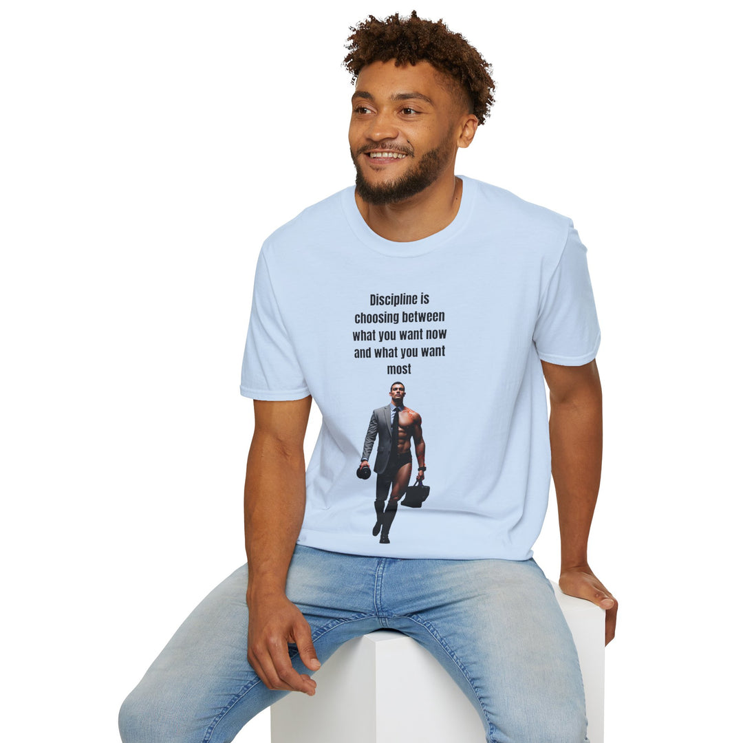 „Disziplin bedeutet, sich zwischen dem zu entscheiden, was man jetzt will und dem, was man am meisten will“ – Herren-T-Shirt