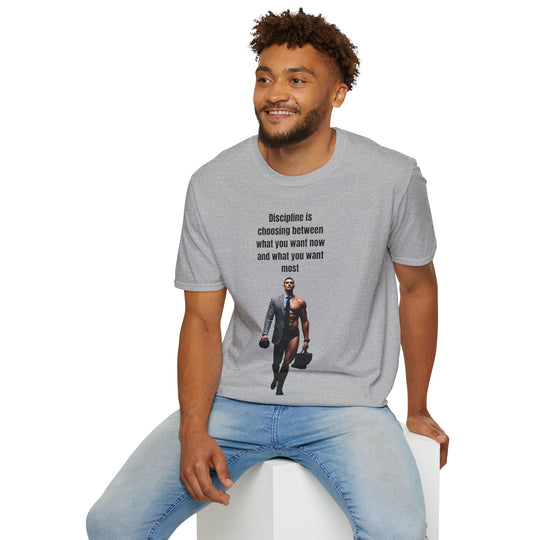 „Disziplin bedeutet, sich zwischen dem zu entscheiden, was man jetzt will und dem, was man am meisten will“ – Herren-T-Shirt