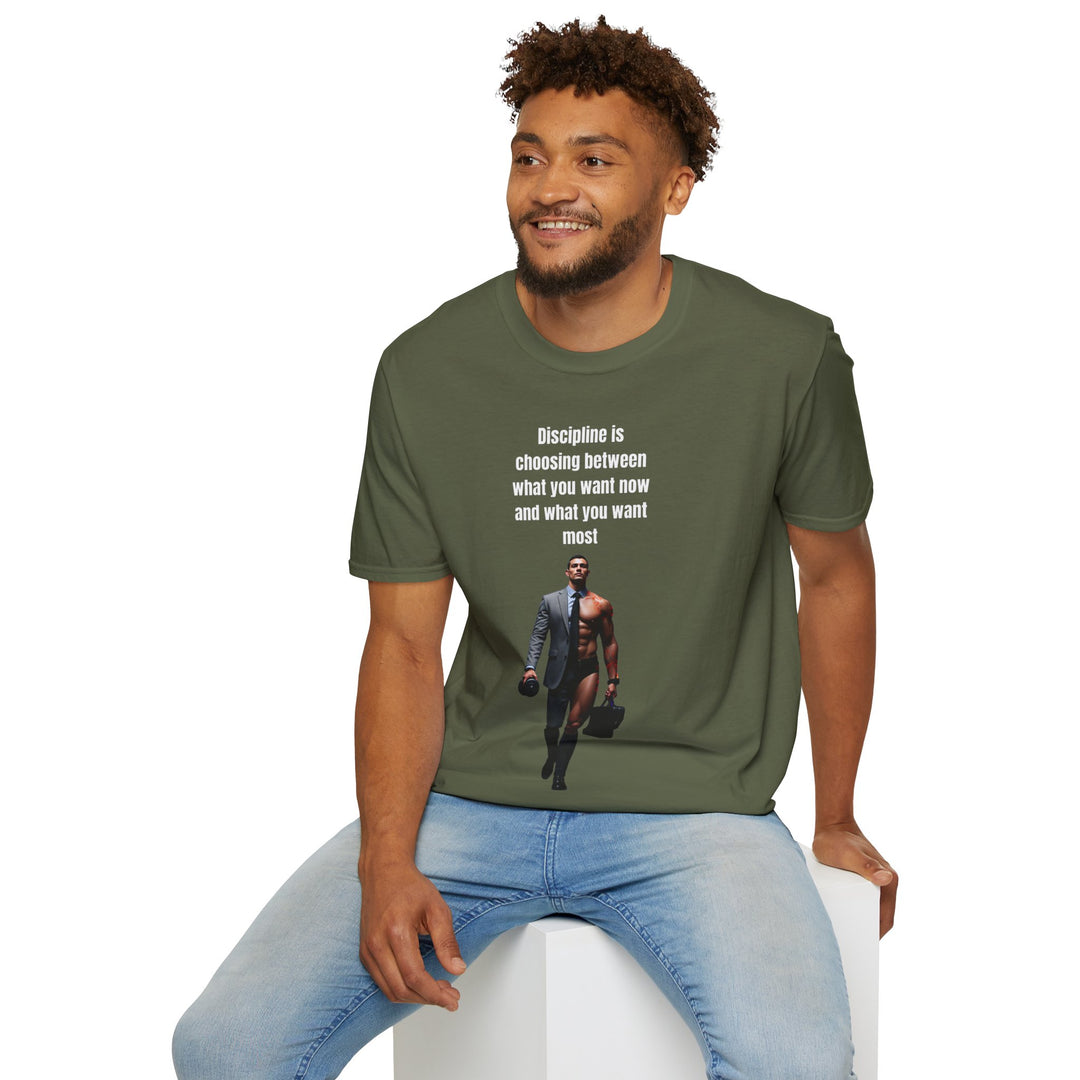 „Disziplin bedeutet, sich zwischen dem zu entscheiden, was man jetzt will und dem, was man am meisten will“ – Herren-T-Shirt