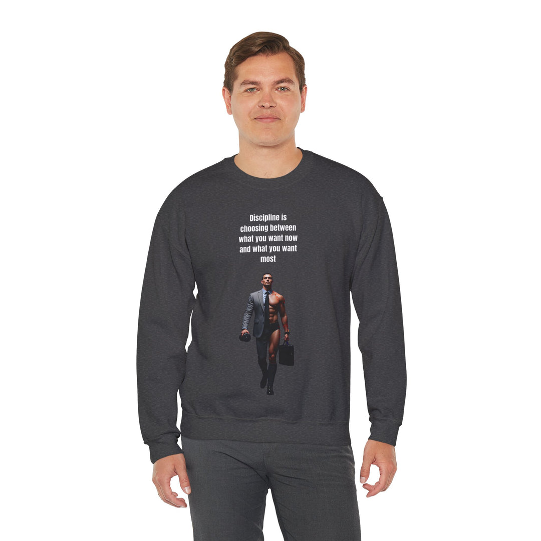 "Discipline is Choosing Between What You Want Now and What You Want Most" – Men's Sweatshirt