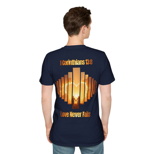 "Love Never Fails – 1 Corinthians 13:8" Unisex T-Shirt