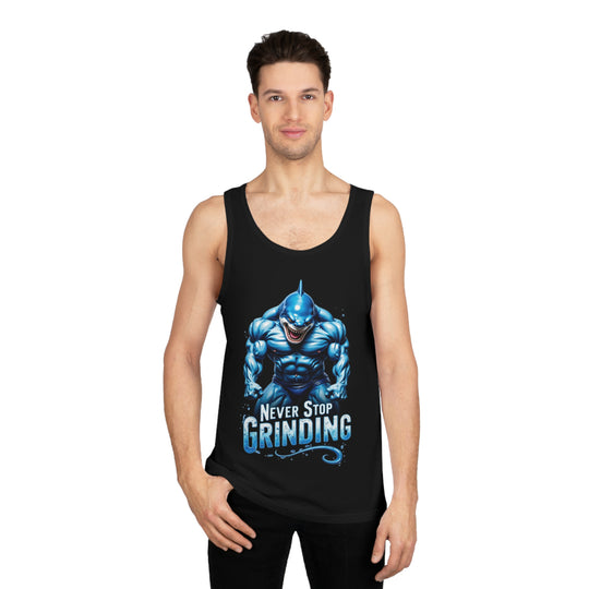 Hör nie auf zu grinden – Shark Power Tank Top