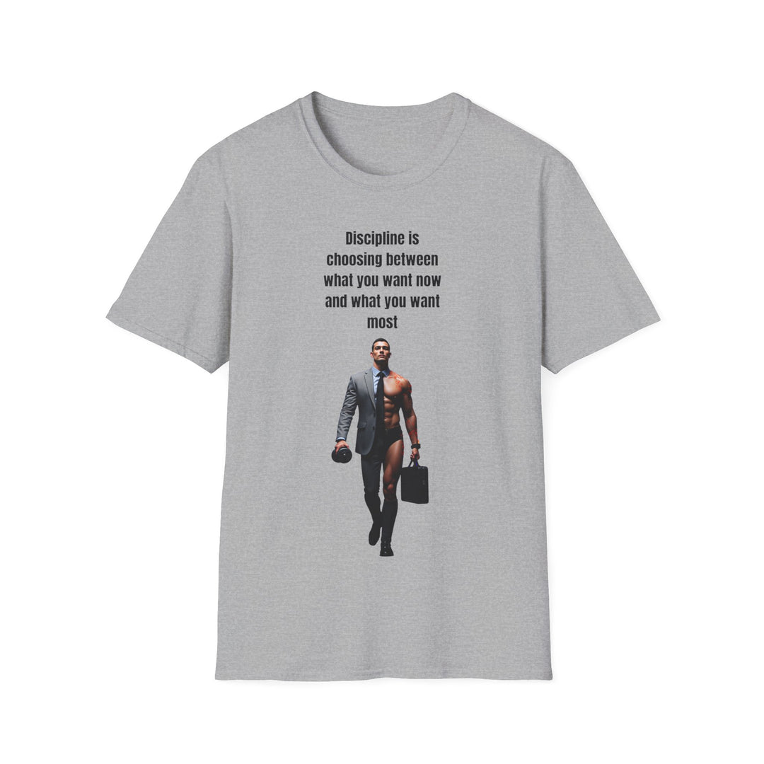 „Disziplin bedeutet, sich zwischen dem zu entscheiden, was man jetzt will und dem, was man am meisten will“ – Herren-T-Shirt