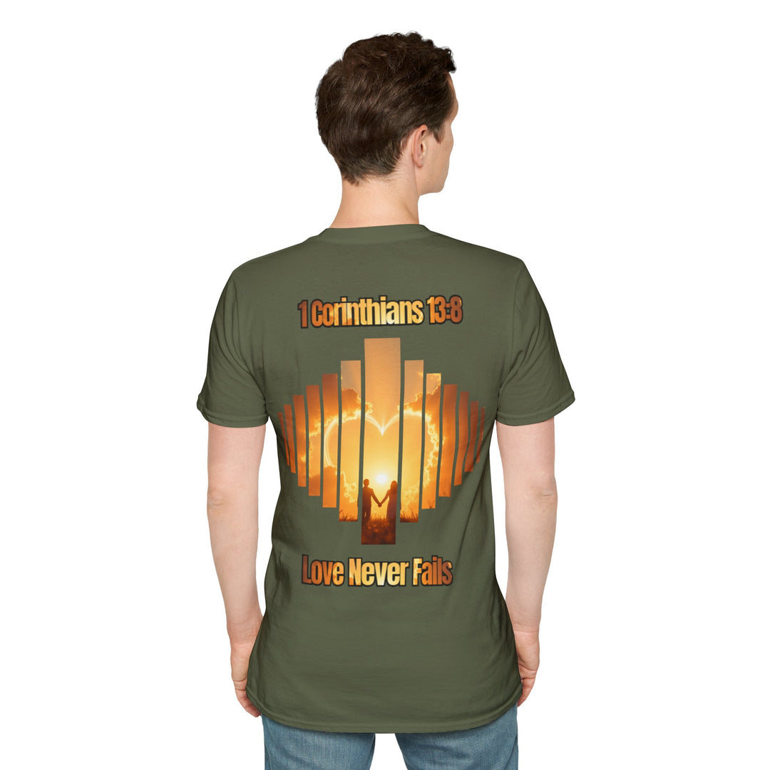 "Love Never Fails – 1 Corinthians 13:8" Unisex T-Shirt