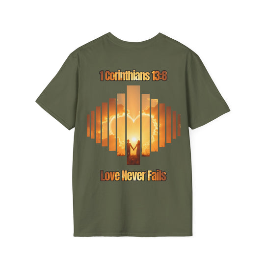 "Love Never Fails – 1 Corinthians 13:8" Unisex T-Shirt