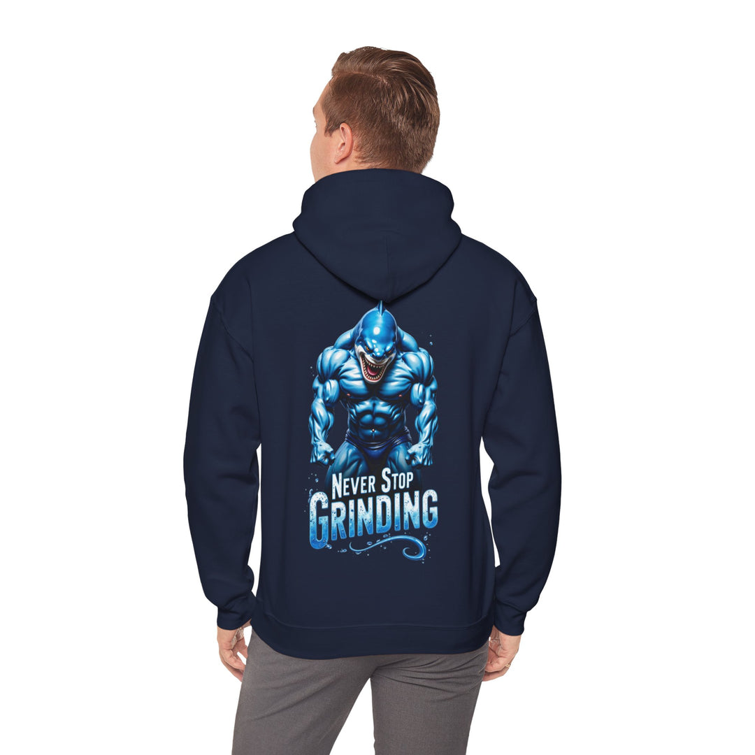 Hör nie auf zu grinden – Shark Power Hoodie