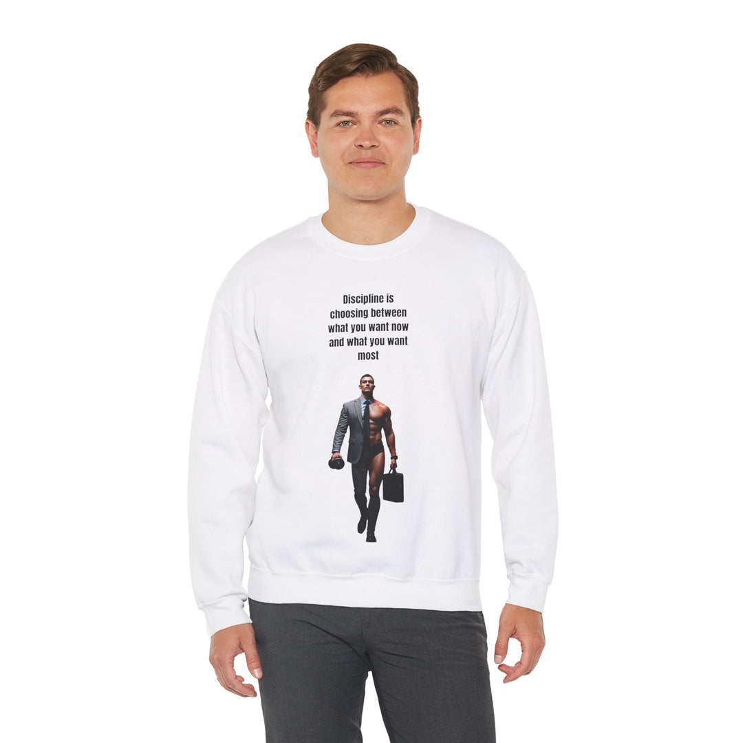 "Discipline is Choosing Between What You Want Now and What You Want Most" – Men's Sweatshirt