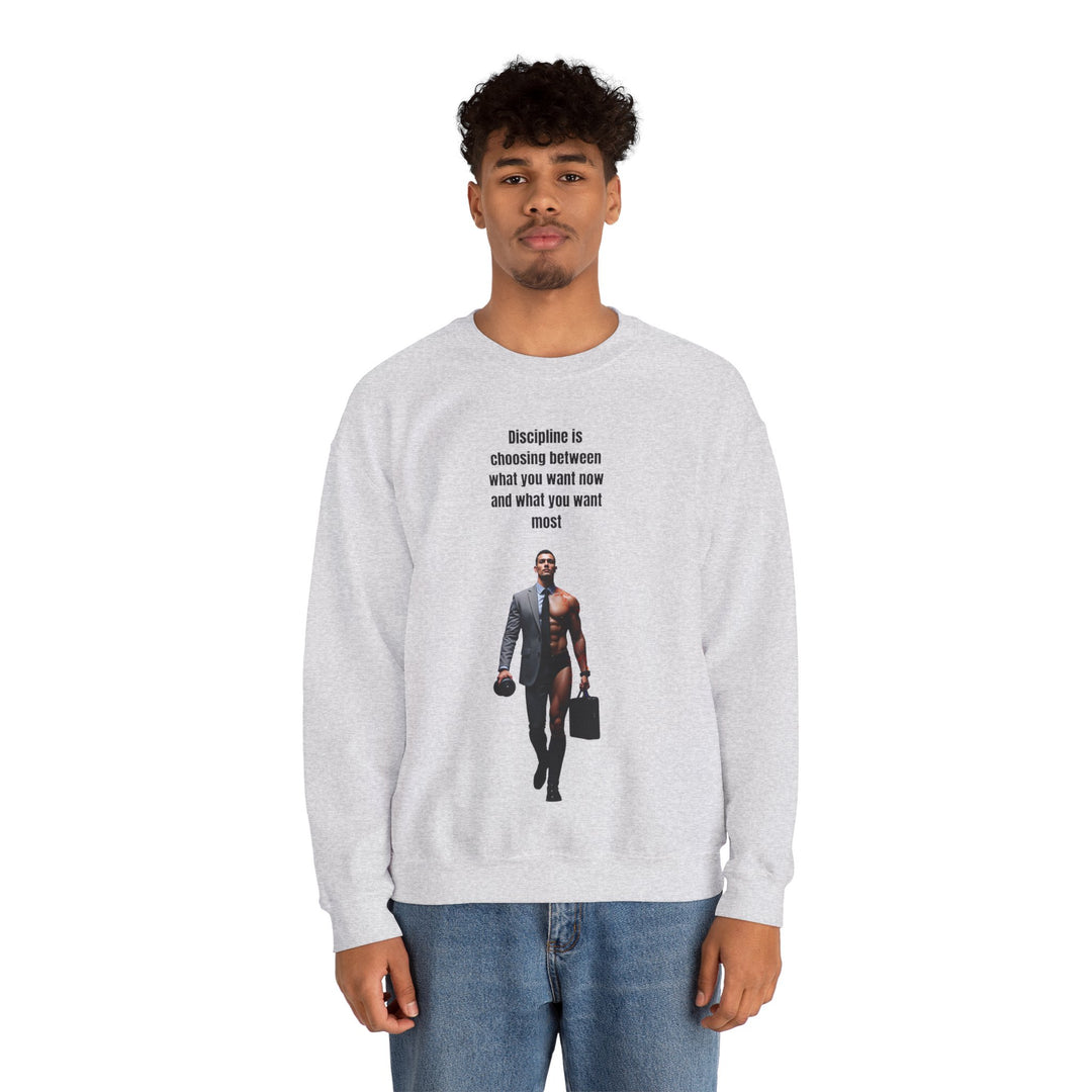 "Discipline is Choosing Between What You Want Now and What You Want Most" – Men's Sweatshirt