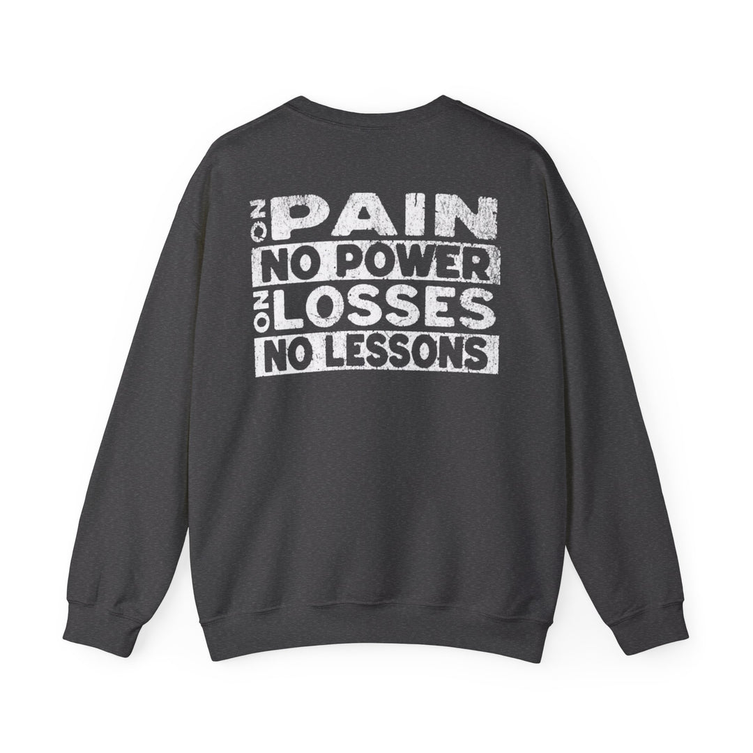 "No Pain, No Power – No Losses, No Lessons" Men's Sweatshirt