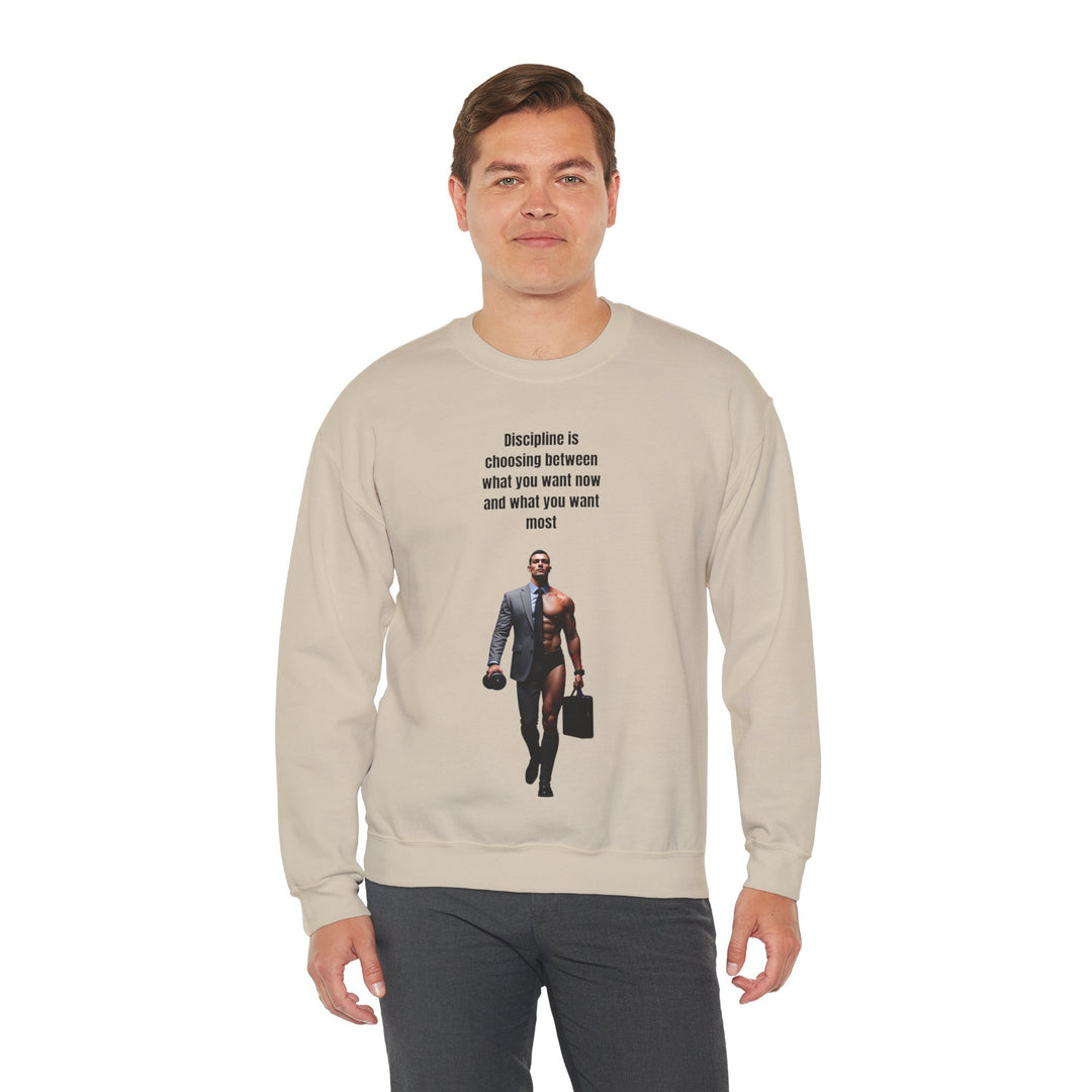 "Discipline is Choosing Between What You Want Now and What You Want Most" – Men's Sweatshirt