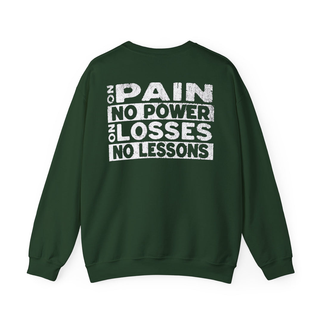 "No Pain, No Power – No Losses, No Lessons" Men's Sweatshirt