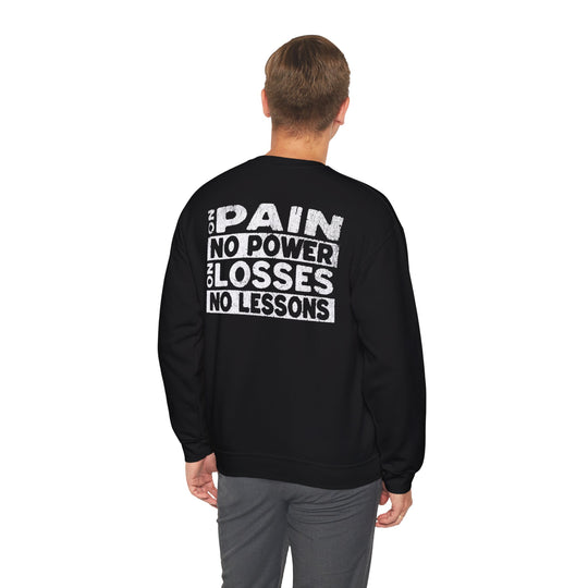 "No Pain, No Power – No Losses, No Lessons" Men's Sweatshirt